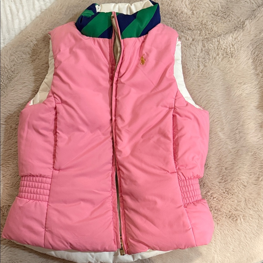 Polo by Ralph Lauren Pink and White Kids Reversible Vest